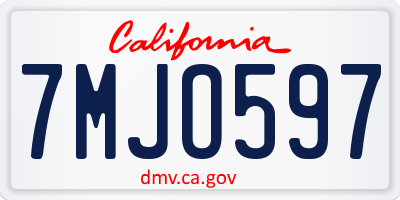 CA license plate 7MJO597