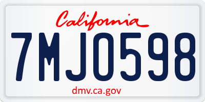 CA license plate 7MJO598