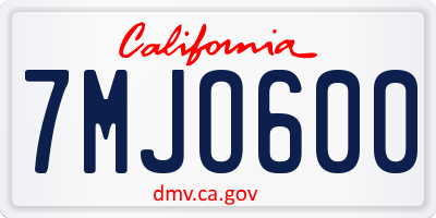 CA license plate 7MJO600