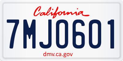 CA license plate 7MJO601