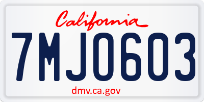 CA license plate 7MJO603