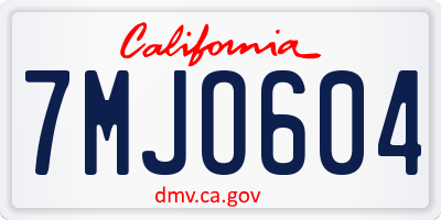 CA license plate 7MJO604