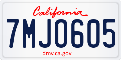 CA license plate 7MJO605