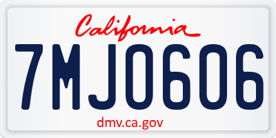 CA license plate 7MJO606