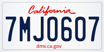 CA license plate 7MJO607