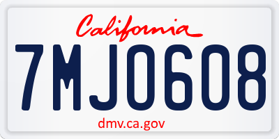 CA license plate 7MJO608