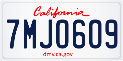 CA license plate 7MJO609