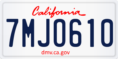 CA license plate 7MJO610