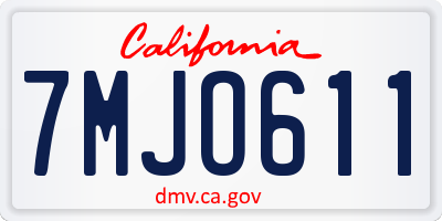 CA license plate 7MJO611