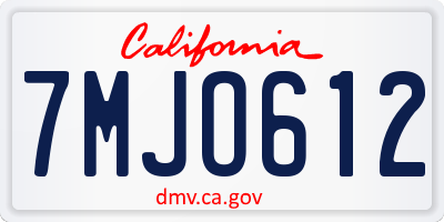 CA license plate 7MJO612