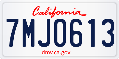 CA license plate 7MJO613