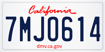 CA license plate 7MJO614