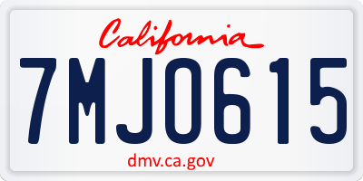 CA license plate 7MJO615