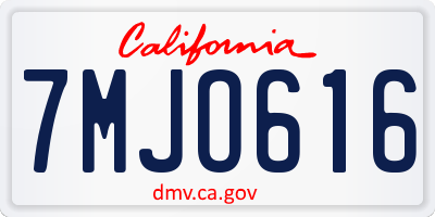 CA license plate 7MJO616