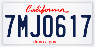 CA license plate 7MJO617