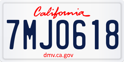 CA license plate 7MJO618