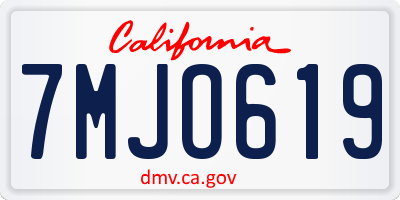 CA license plate 7MJO619