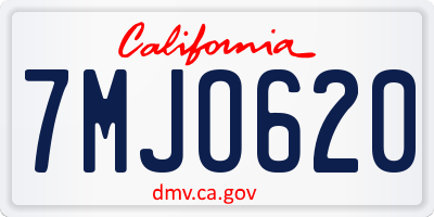 CA license plate 7MJO620