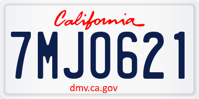 CA license plate 7MJO621