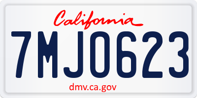 CA license plate 7MJO623