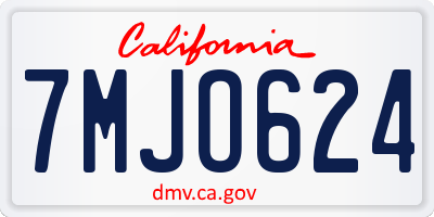 CA license plate 7MJO624