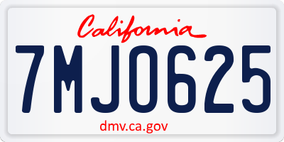 CA license plate 7MJO625