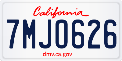 CA license plate 7MJO626