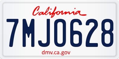 CA license plate 7MJO628