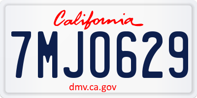 CA license plate 7MJO629