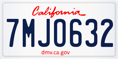 CA license plate 7MJO632