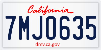 CA license plate 7MJO635