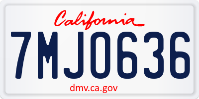 CA license plate 7MJO636