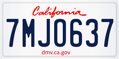 CA license plate 7MJO637