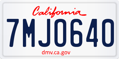 CA license plate 7MJO640