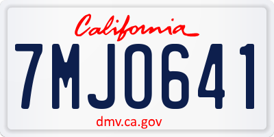 CA license plate 7MJO641