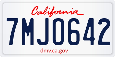 CA license plate 7MJO642