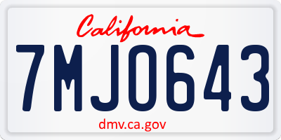 CA license plate 7MJO643