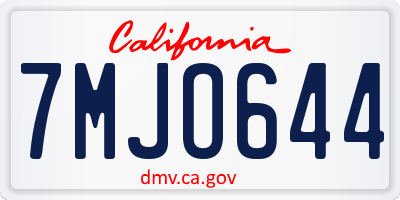 CA license plate 7MJO644