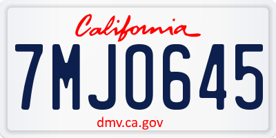 CA license plate 7MJO645