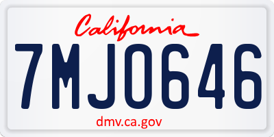 CA license plate 7MJO646