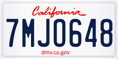 CA license plate 7MJO648