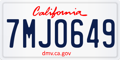 CA license plate 7MJO649