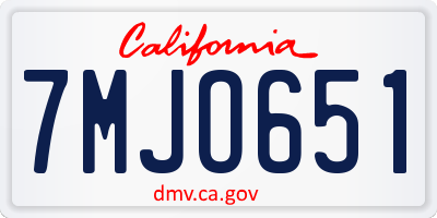 CA license plate 7MJO651