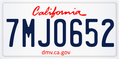 CA license plate 7MJO652