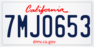 CA license plate 7MJO653