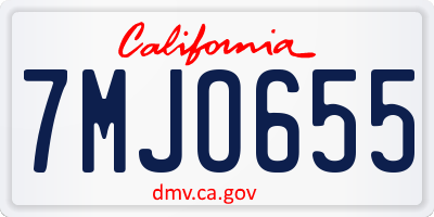 CA license plate 7MJO655