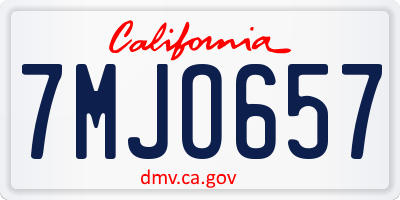 CA license plate 7MJO657