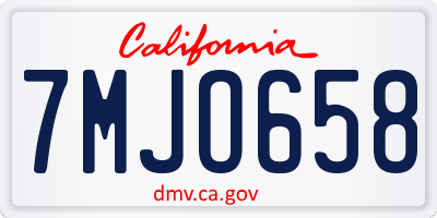 CA license plate 7MJO658