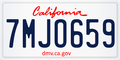 CA license plate 7MJO659