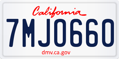 CA license plate 7MJO660